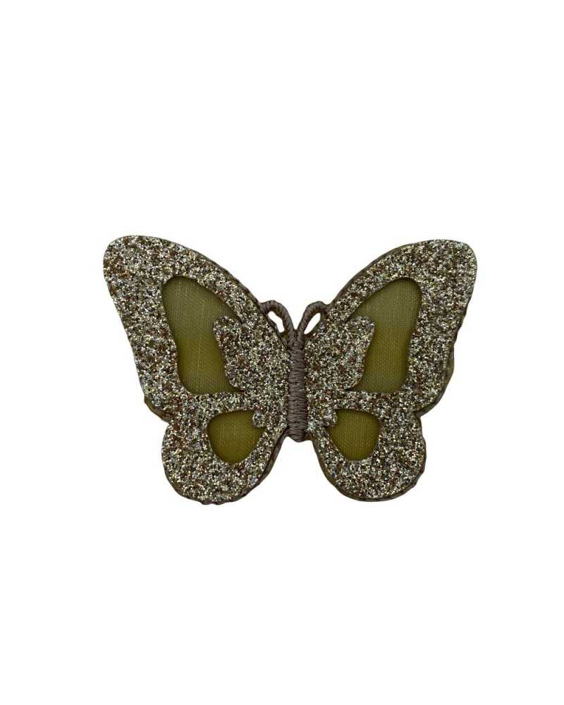 Patch Broderie Papillon Paillettes Application Thermoadhésive 35x50 Mm