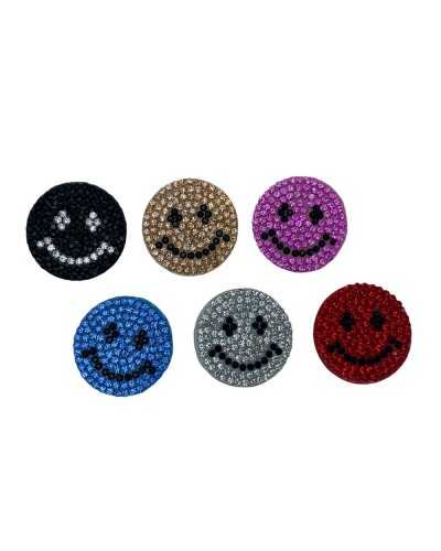 Applikationspflaster, rund, zum Aufbügeln, Smile, Strass, 27 mm