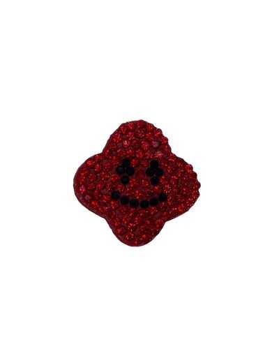 Application Patch Ecusson Thermocollant Fleur Sourire Strass 3 Cm