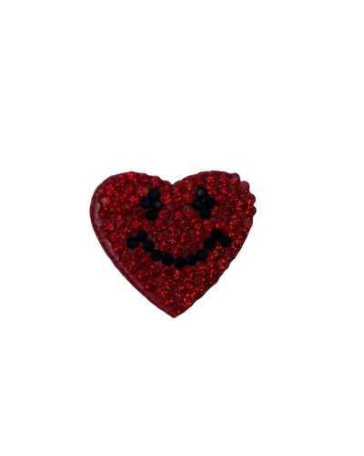 Aplicación Parche Termoadhesivo Corazón Sonrisa Strass 3 Cm