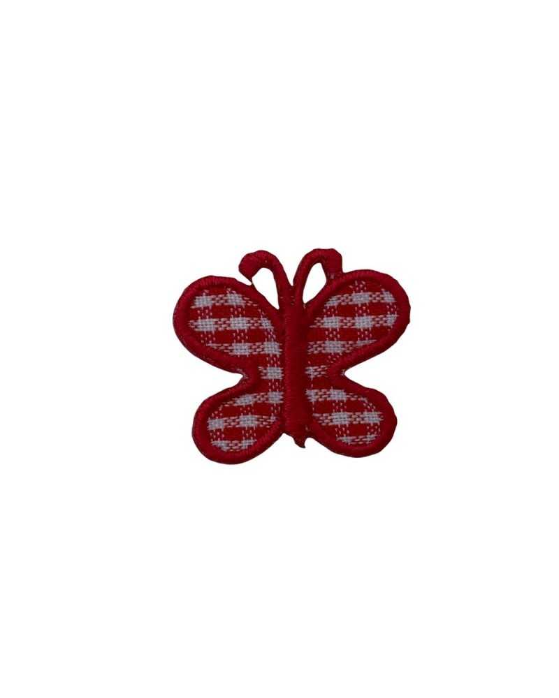 Application Écusson Thermocollant Broderie Papillon Vichy 25 Mm