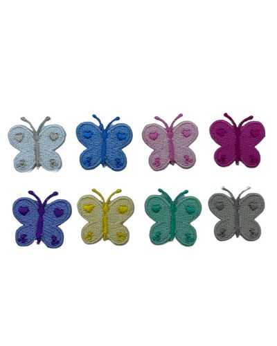 Application Patch Thermocollant Coeur Broderie Papillon 25 Mm