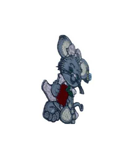 Application Patch Mickey Mouse Bow Pink Gray Satin Embroidery Apple 5x4 Cm