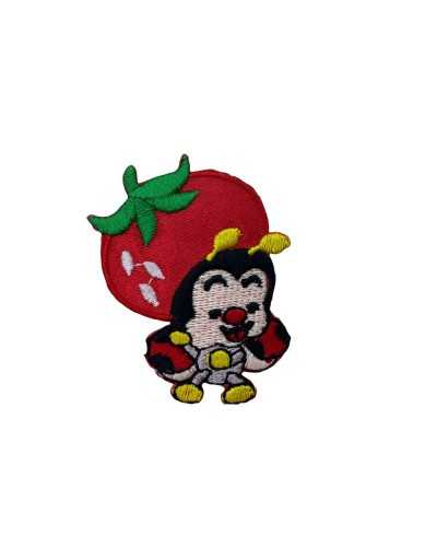 Application Red Ladybug Tomato Embroidery Iron-on Patch 4x5 Cm