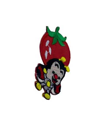 Applikation: Roter Marienkäfer-Tomaten-Stickerei-Aufnäher zum Aufbügeln, 4 x 5 cm