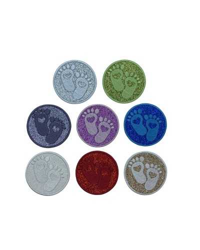 Application Footprint Glitter Patch Iron-on Round Embroidery 5 Cm