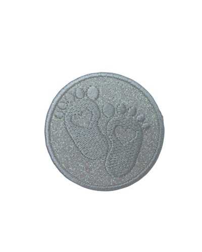 Application Footprint Glitter Patch Iron-on Round Embroidery 5 Cm