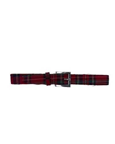 Knebelschnalle aus rotem Kiltstoff mit Metallschnalle, 18 x 2 cm