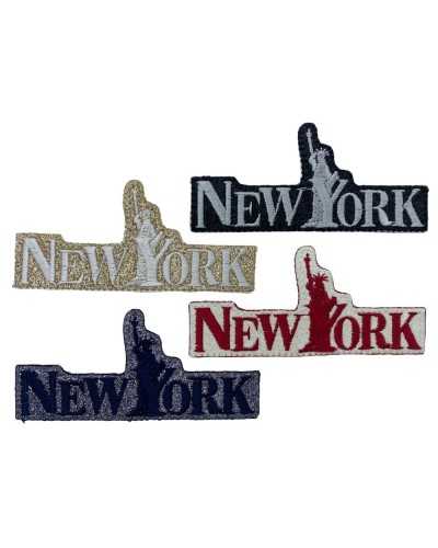 Écusson Application Thermoadhésif Broderie Paillettes Écrit New York 100x45 Mm
