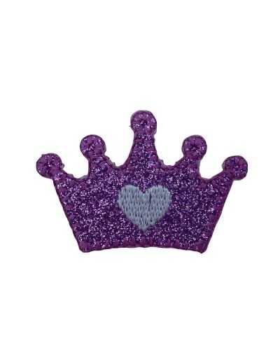 Application Écusson Thermocollant Bébé Broderie Couronne Paillettes 45x30 Mm