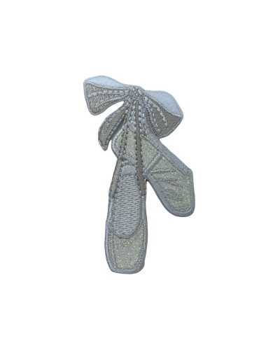 Aufnäher zum Aufbügeln für Babys, bestickt, Glitzer, Tanzschuhe, Schleife, 65 x 35 mm