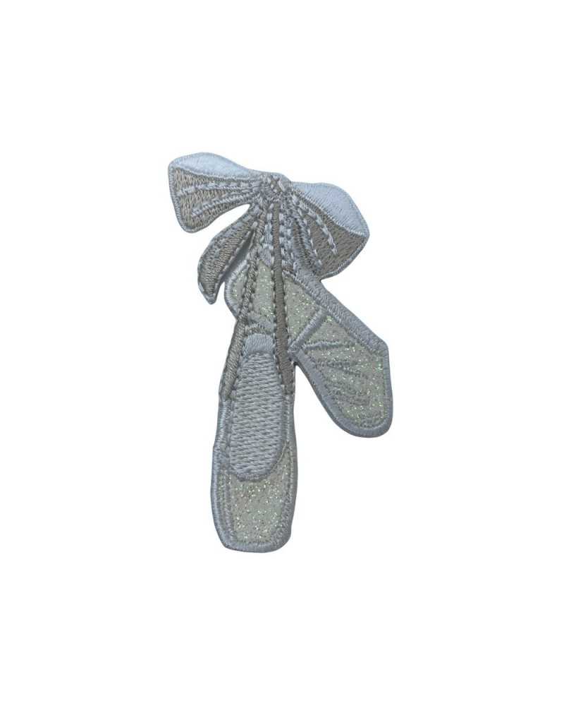 Aufnäher zum Aufbügeln für Babys, bestickt, Glitzer, Tanzschuhe, Schleife, 65 x 35 mm