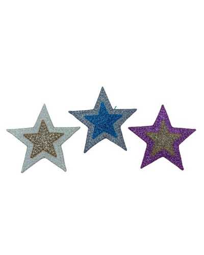 Anwendung Aufnäher zum Aufbügeln, doppelte Glitzer-Stern-Stickerei, 65 x 65 mm