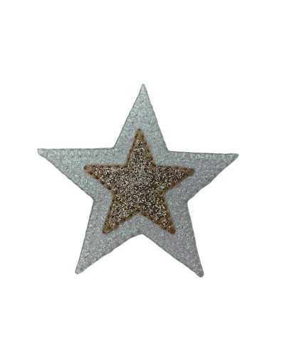 Anwendung Aufnäher zum Aufbügeln, doppelte Glitzer-Stern-Stickerei, 65 x 65 mm