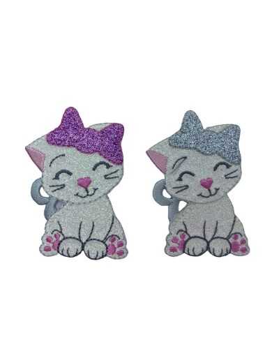 Application Thermoadhésive Broderie Paillettes Ecusson Chat Noeud 7x5 Cm