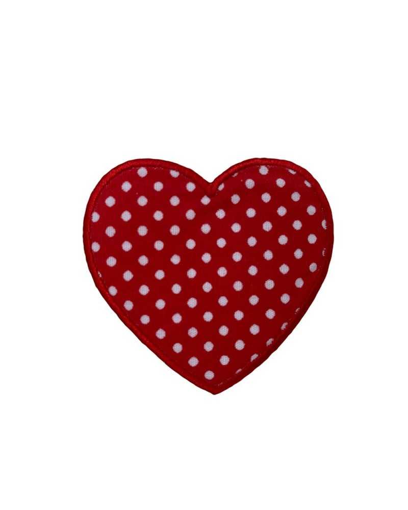 Applicazione Toppa Patch Termoadesiva Baby Cuore Stampa Tessuto Pois 55x50 Mm