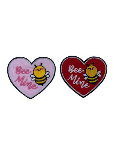 Aplicación Parche Termoadhesivo Bebé Bordado Corazón Abeja BEE MINE 6x5 Cm