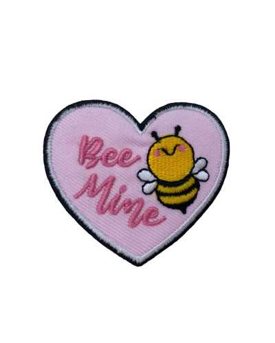 Applikationspflaster Thermoadhäsive Baby-Stickerei Herz Biene BEE MINE 6x5 cm