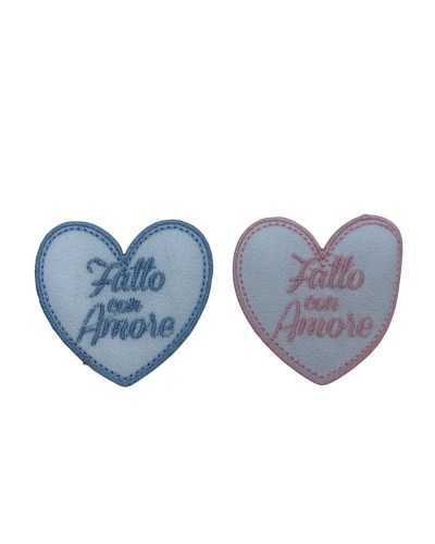 Applikationspatch zum Aufbügeln, Baby-Stickerei, Herz mit Liebe, 45 x 40 mm