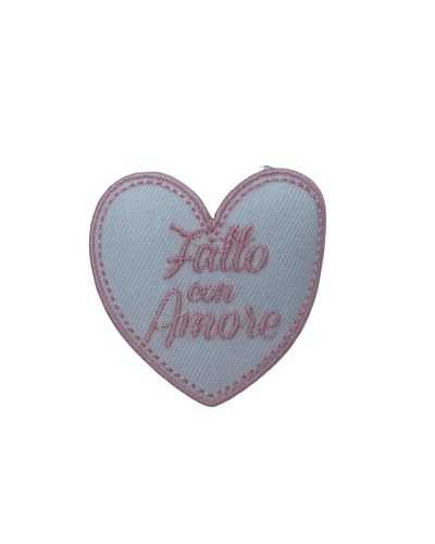 Application Patch Ecusson Thermocollant Bébé Broderie Coeur Made With Love 45x40 Mm