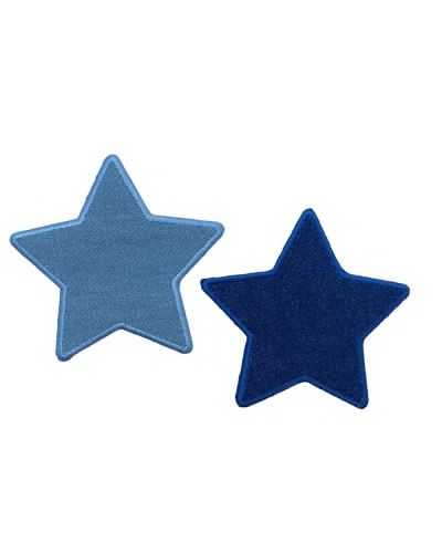 Application Ecusson Thermocollant Etoiles Broderie Bleu Jeans 8x7 Cm