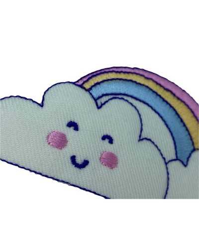Anwendung Aufnäher zum Aufbügeln, Regenbogen-Wolken-Stickerei, 95 x 45 mm
