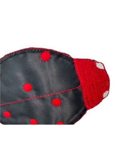 Thermoadhesive Application Ladybird Patch Shiny Satin Fabric Red Polka Dot Embroidery 95x65 Mm