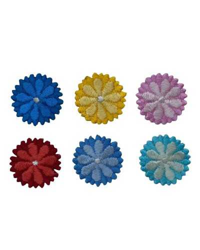 Application Écusson Thermocollant Fleur Broderie Bicolore 25 Mm