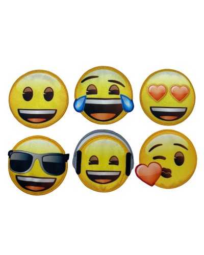 Smile Aufnäher zum Aufbügeln, Satin, Aufdruck, Stickerei, rund, gelb, Smiley-Gesicht, 65 mm