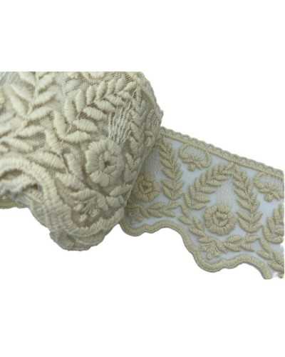 Trimmings Lace Tulle Embroidered Spike Flower Hand Matt Cotton High 11.5 Cm