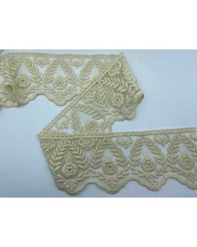 Trimmings Lace Tulle Embroidered Spike Flower Hand Matt Cotton High 11.5 Cm
