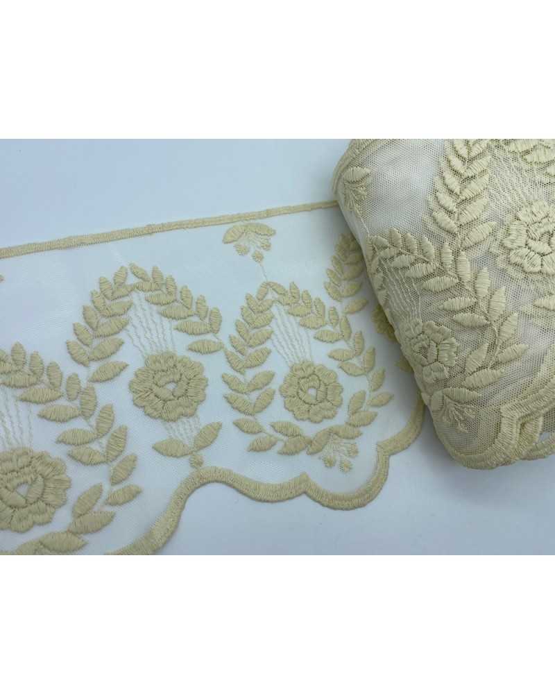 Trimmings Scalloped Lace Tulle Embroidered Spike Flower Hand Matt Cotton High 20 Cm