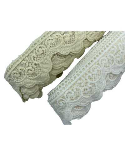 19,50 Mt Trimmings Lace Tulle Pointed Scalloped Embroidered Squiggle Hand Made Cotton High 6 Cm