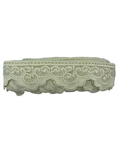 19,50 Mt Passamaneria Merletto Tulle Punta Ricamo Ghirigoro Smerlato Mano Cotone Matto Alto 6 Cm