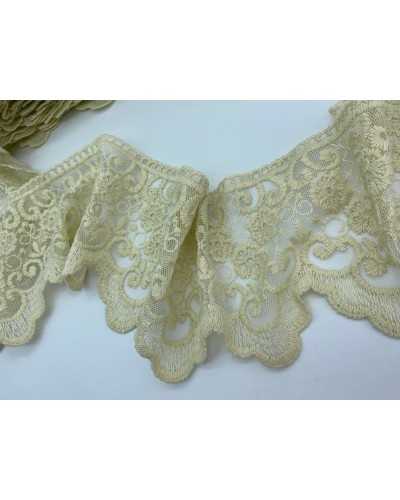 Passementerie Dentelle Pointe De Tulle Broderie Fleur Gribouillis Festonné Fait Main Coton Mat Haut 12 Cm