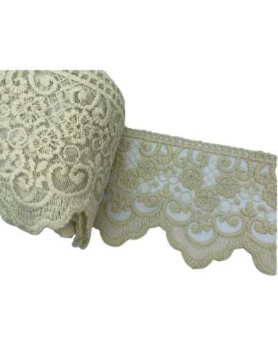 Passementerie Dentelle Pointe De Tulle Broderie Fleur Gribouillis Festonné Fait Main Coton Mat Haut 12 Cm