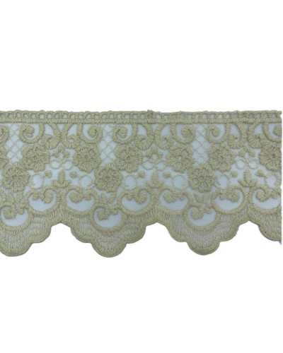 Trimmings Lace Tulle Tip Embroidery Flower Squiggle Scalloped Hand Matt Cotton High 12 Cm