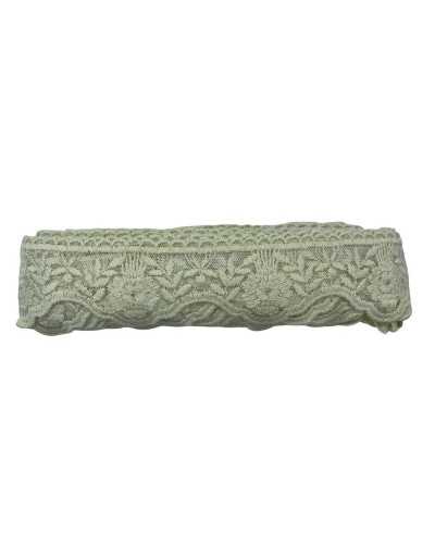 Passamaneria Merletto Tulle Punta Smerlato Ricamo Fiore Spiga Mano Cotone Matto Alto 6 Cm