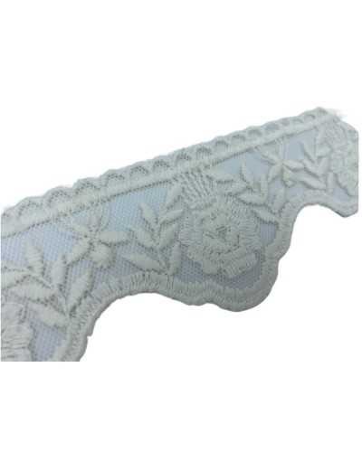 19,50 Mt Garnitur Spitze Tüll Spitze Wellenförmige Stickerei Blumenspitze Hand Matt Baumwolle Höhe 6 cm
