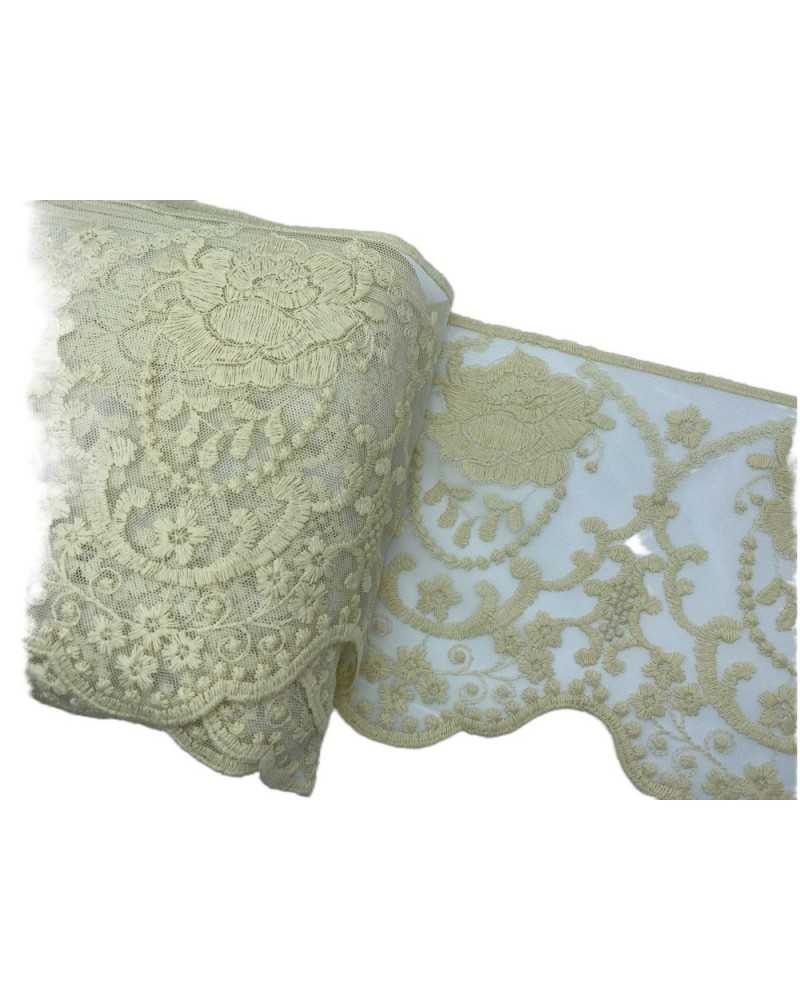 Trimmings Scalloped Lace Tulle Embroidery Rose Flower Hand Matt Cotton High 20 Cm