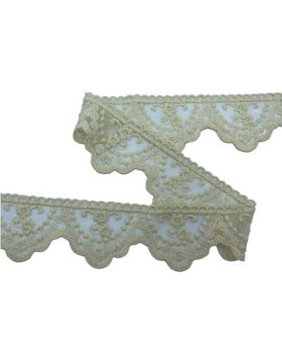 Besatz, gewellte Spitze, Tüll, Stickerei, Blume, handgefertigt, verrückte Baumwolle, Höhe 6 cm
