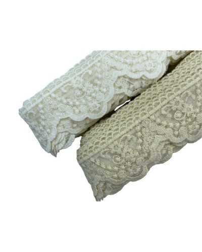 Passementerie Dentelle Festonnée Tulle Broderie Fleur Fait Main Coton Fou Haut 6 Cm
