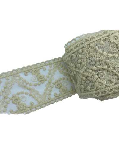 Besätze, Rand, Spitze, Trennwand, Tüll, Stickerei, Blume, handgefertigt, Baumwolle, matt, Höhe 8 cm