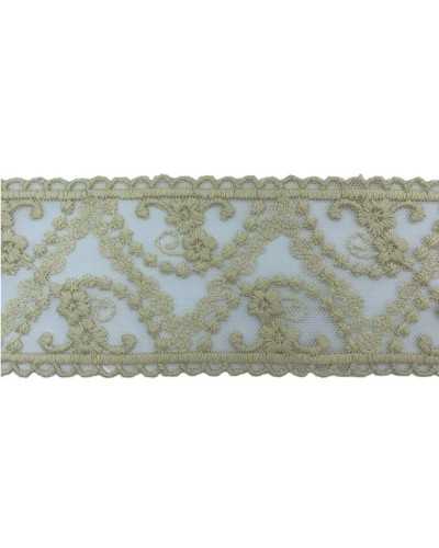 Besätze, Rand, Spitze, Trennwand, Tüll, Stickerei, Blume, handgefertigt, Baumwolle, matt, Höhe 8 cm