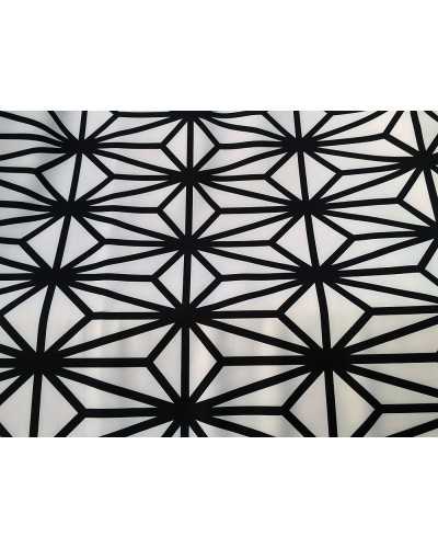 Tissu en Jersey imprimé de plongée élastique motif géométrique et de roses 150 cm 