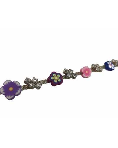 25 cm Verzierungen Modeschmuck Kleine Blumen Fuchsia Höhe 1 cm