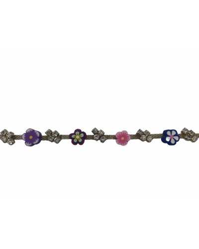 25 cm Verzierungen Modeschmuck Kleine Blumen Fuchsia Höhe 1 cm