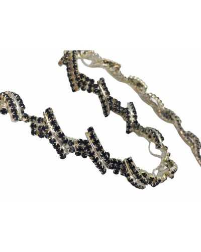 Passementerie Bijou 10 Cm Platine Strass Bleu 2 Rangs Haut 15 Mm