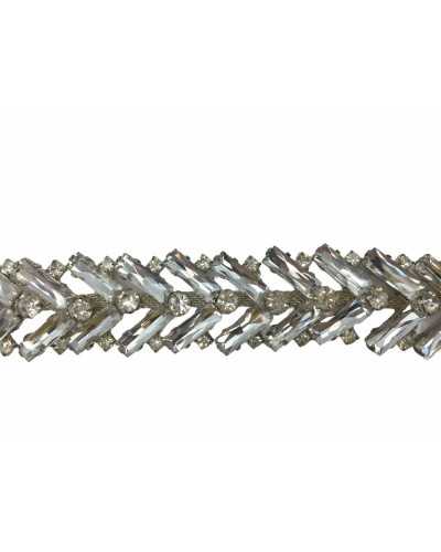 10 Cm Passementerie Bijou Strass Argent Haut 25 Mm