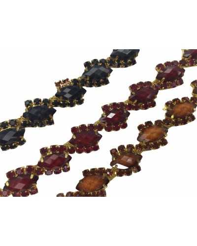 10 Cm Passementerie Bijou Strass Sertissage Pierres Dorées 1 Cm De Haut